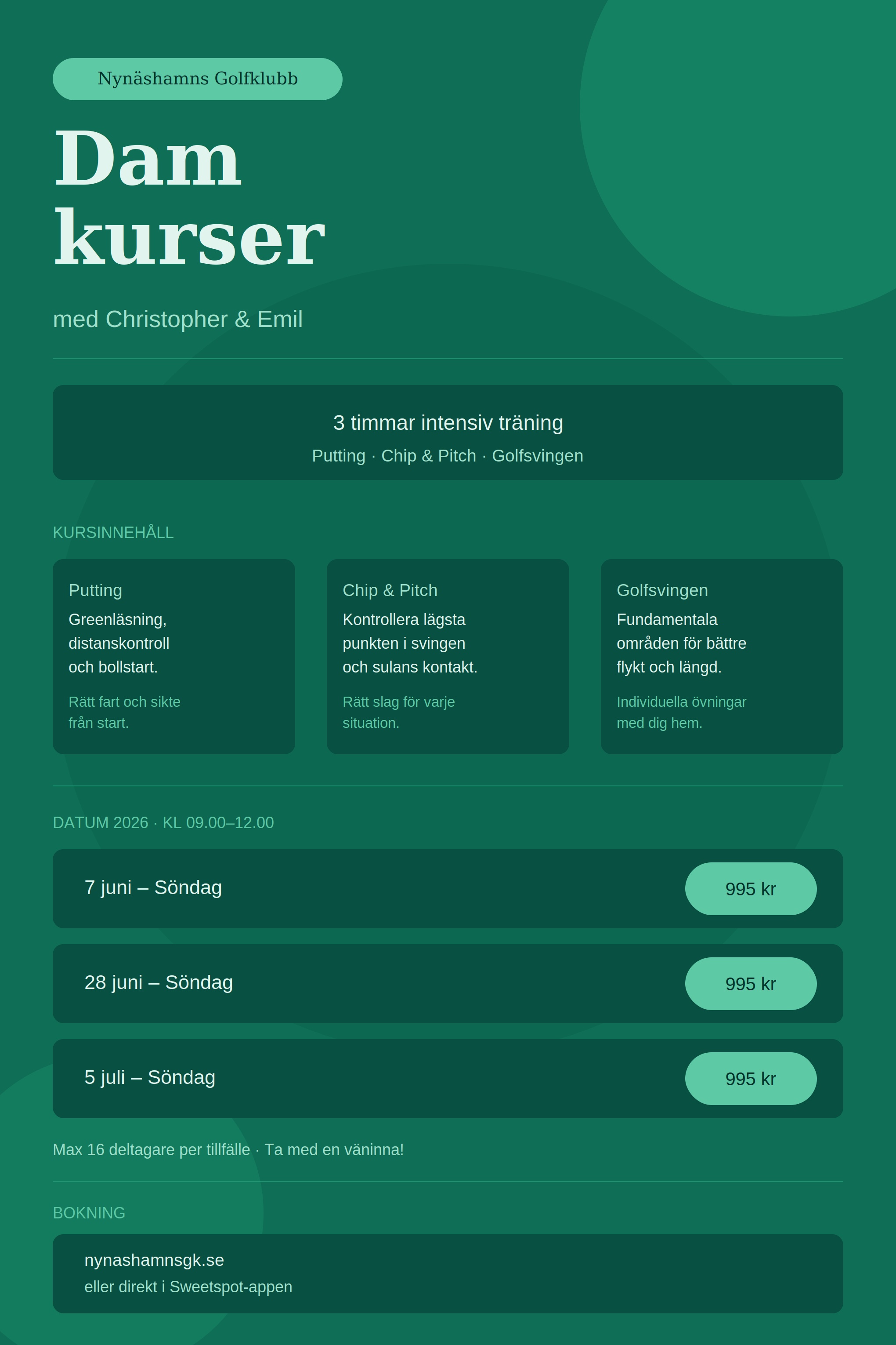 Affisch Damkurs
