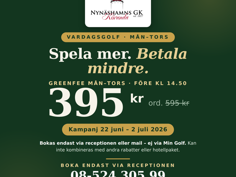Greenfee-kampanj 22 juni-2 juli